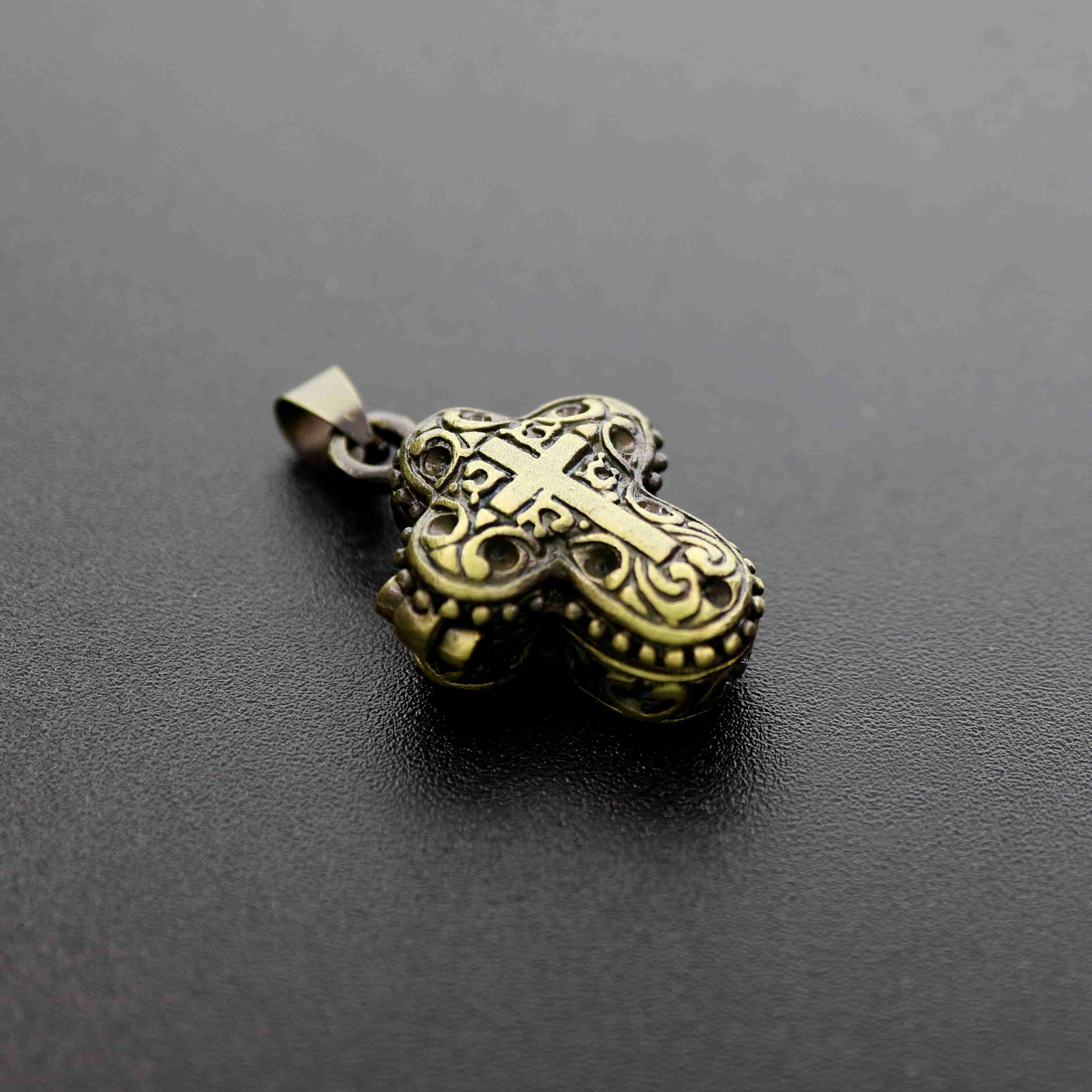 5pcs Pendant DIY Brass Bronze Copper European Antique Style Cross Prayer Box Photo Locket Jewelry - Click Image to Close